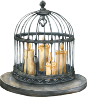 plaatsen kaarsen binnen een vogelkooi voor een gevangen genomen geest effect png