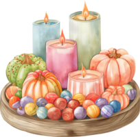 organizzazione candele nel un' Halloween caramella buffet per un' raggiante trattare Schermo png