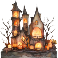 Setting candles within a Halloween diorama for a lit scene png