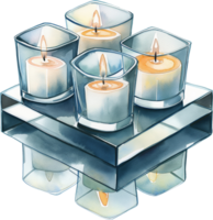 Setting candles inside mirrored boxes for infinite reflection effects png