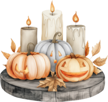 Using candles to create a cozy nook for Halloween card writing png