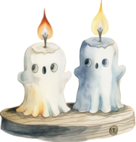 Placing candles in ghost-shaped holders png