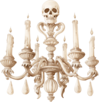 Making a candle chandelier with bones and skulls for a macabre centerpiece png