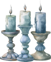 Placing candles in vintage, gothic candleholders for an old world feel png