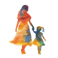 Cute A silhouette of a mother and child holding hands png