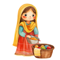 Cute Indian Mother Doing Laundry png