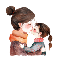 söt mor kissing henne dotter på de kind png