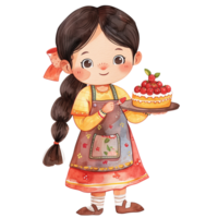 cute Indian Mother in Apron Making a Cake png
