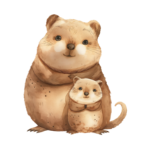 cute Mother and Baby Quokkas png
