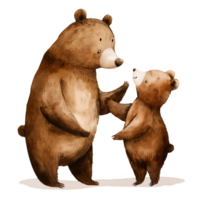 Cute mother bear and her cub dancing png