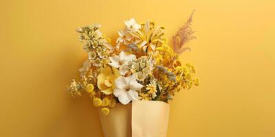 yellow flower bouquet arrangement gift, ai photo