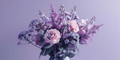 purple flower bouquet arrangement gift, ai photo