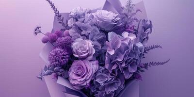 purple flower bouquet arrangement gift, ai photo