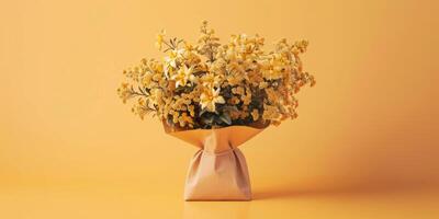 yellow flower bouquet arrangement gift, ai photo