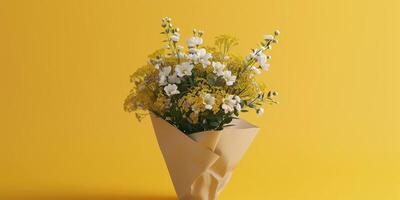 yellow flower bouquet arrangement gift, ai photo