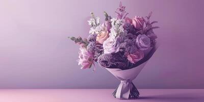 purple flower bouquet arrangement gift, ai photo