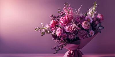 púrpura flor ramo de flores arreglo regalo, ai foto