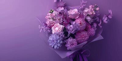 purple flower bouquet arrangement gift, ai photo