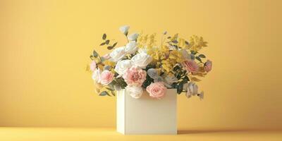 yellow flower bouquet arrangement gift, ai photo