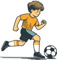 niño jugando fútbol ilustración vector