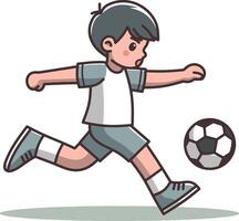 pequeño niño jugando fútbol ilustración vector