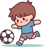 niño jugando fútbol ilustración vector