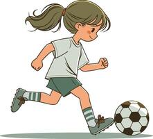 Little kid playing soccer illustration vector