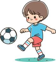 pequeño niño jugando fútbol ilustración vector