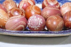 Batik pattern eggs in Easter display photo