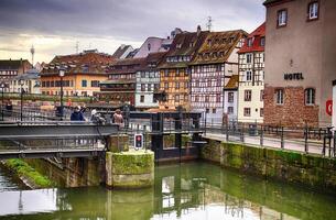 Half timbered houses on a canal photo