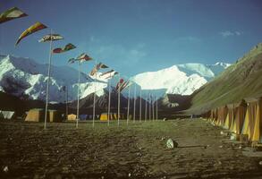 Row of tents flags, Pik Lenin photo