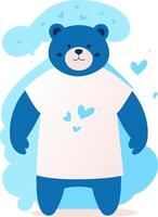 Cute cartoon blue bear vector