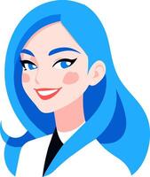 Beautiful young woman with blue hair. vector