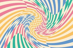Funky colorful swirl checkered background in Y2Kr etro style vector