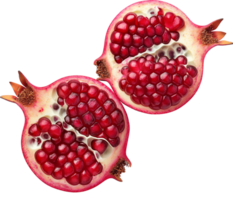 Half Cut Pomegranate fruit isolated on a transparent background png