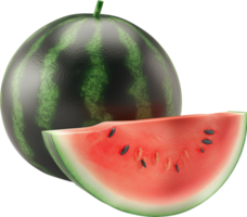 Wassermelone mit Scheibe isoliert auf ein transparent Hintergrund png