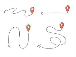 Hand drawn pin location, gps route map vector