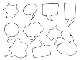 Speech bubbles hand drawn. comic doodle set elements vector