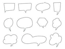 Ballon text, set of hand drawn bubble chat outline style vector