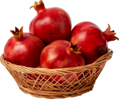 Red Pomegranates basket isolated on a transparent background png