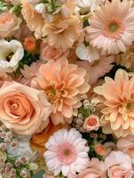 peach color flower bouquet arrangement, ai photo
