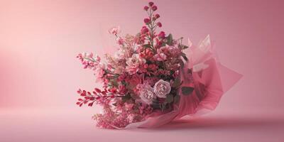 pink flower bouquet arrangement gift, ai photo