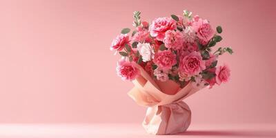 pink flower bouquet arrangement gift, ai photo