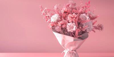 pink flower bouquet arrangement gift, ai photo