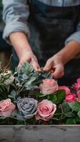 pink and grey roses box, ai photo