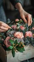 pink and grey roses box, ai photo