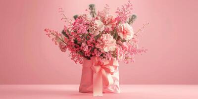 pink flower bouquet arrangement gift, ai photo