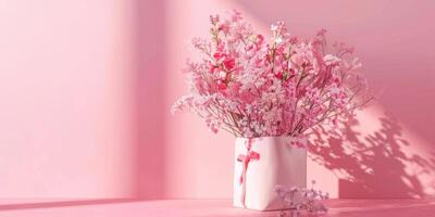 pink flower bouquet arrangement gift, ai photo