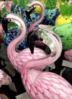 Whimsical Glass Flamingo Garden Ornaments photo