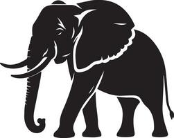 Elephant silhouettes art, black and white color vector